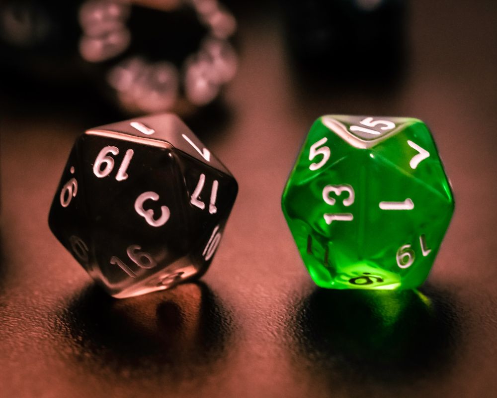 Kostki do RPG - czarna i zielona 