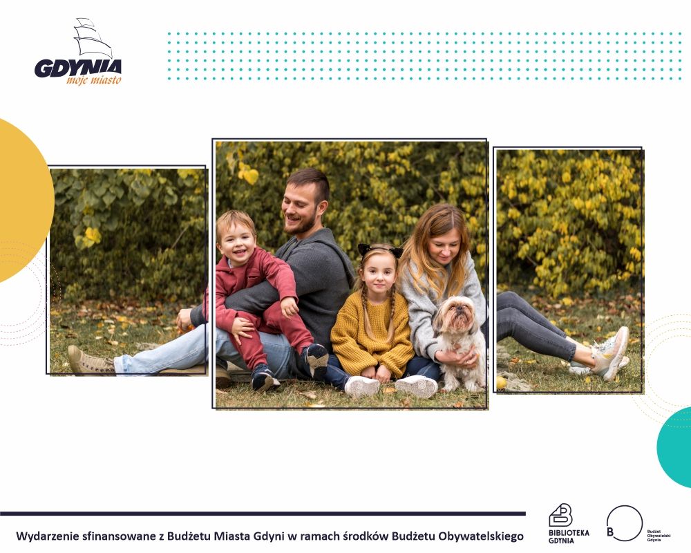 Rodzice z trójką dzieci siedzą wspólnie na trawie