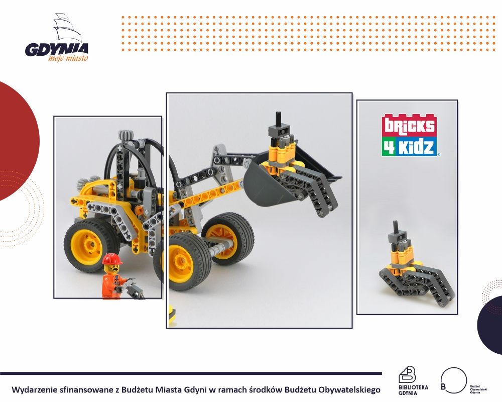 Koparka zrobiona z klocków LEGO.