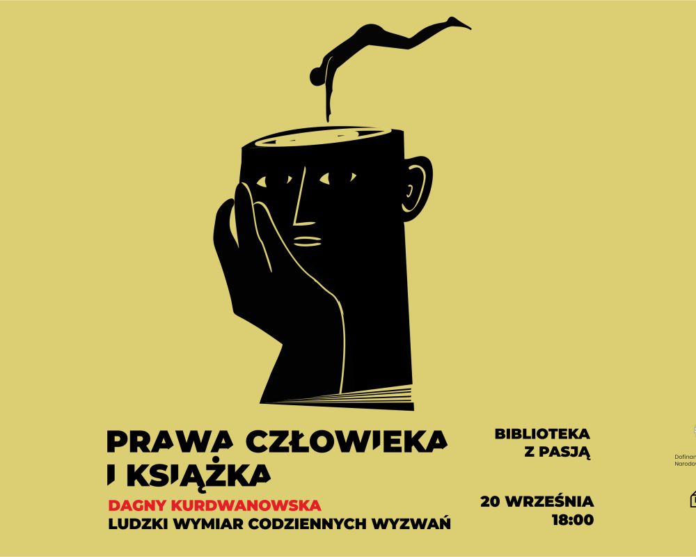 Zdjęcie przedstawia abstrakcyjny wizerunek głowy człowieka zadumanego, któremu ktoś wskakuje do czaszki, jak do basenu.