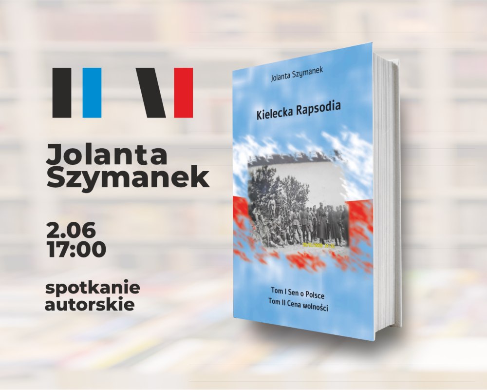 Okładka książki "Kielecka Rapsodia" z napisem informującym o spotkaniu autorskim