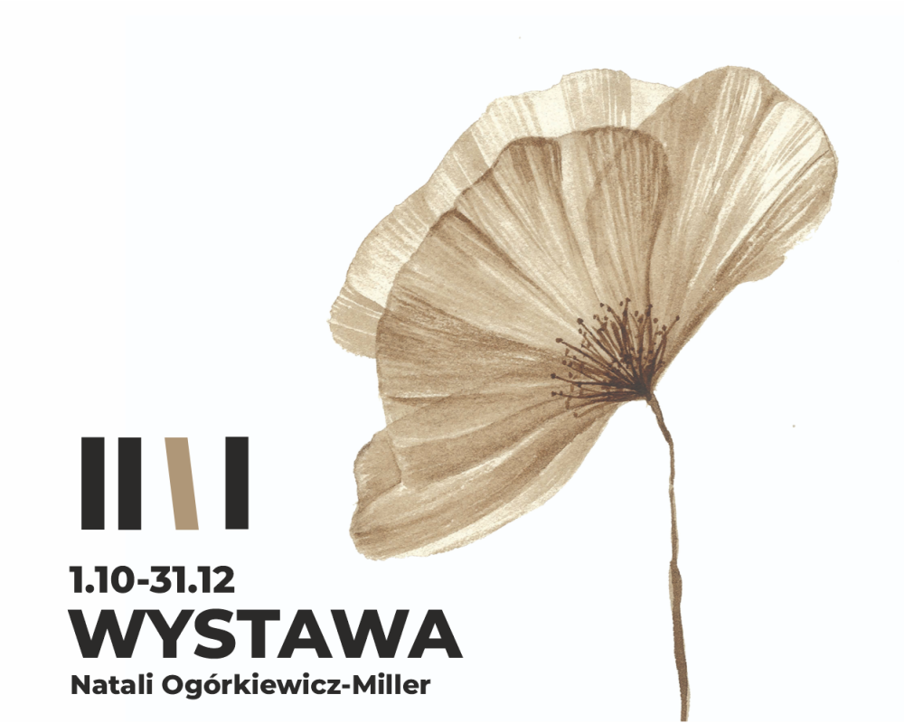 Zapowiedź wystawy z suszonym kwiatem na białym tle