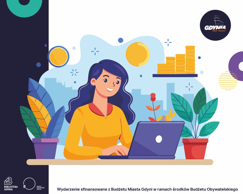 Ilustracja kobiety przed laptopem