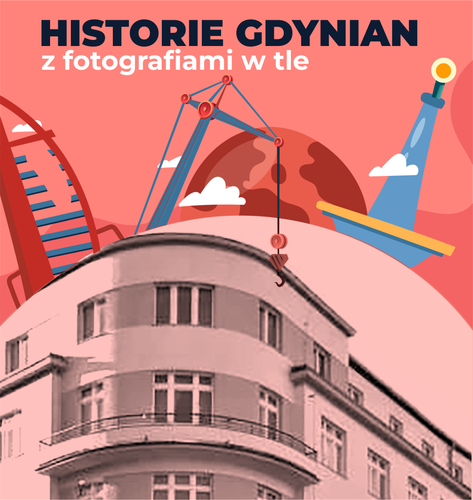 Stare zdjęcie budynku połączone z kolorową grafiką