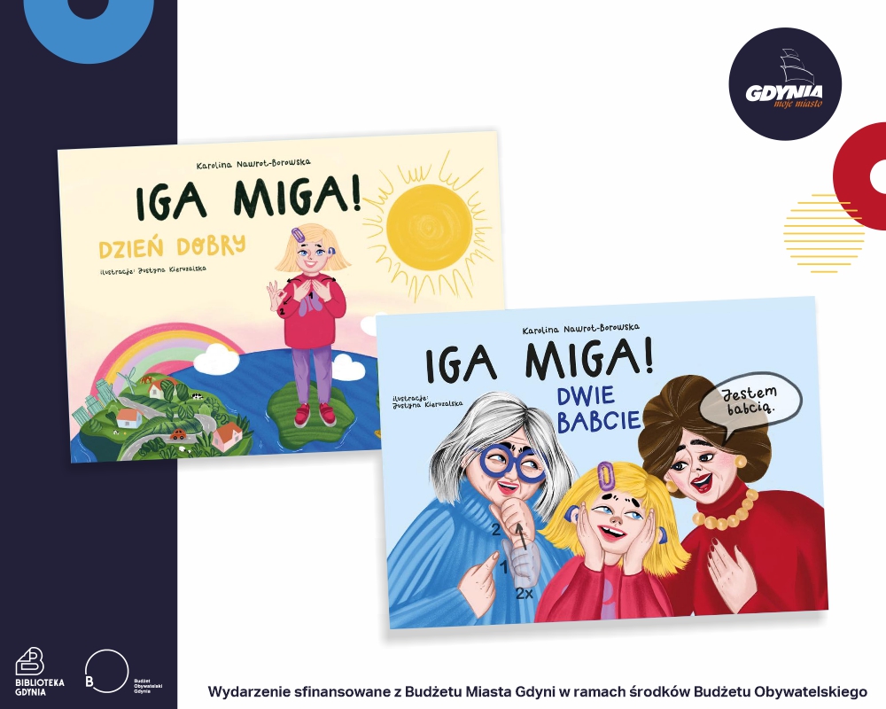 Okładki dwóch książek z serii "Iga miga"