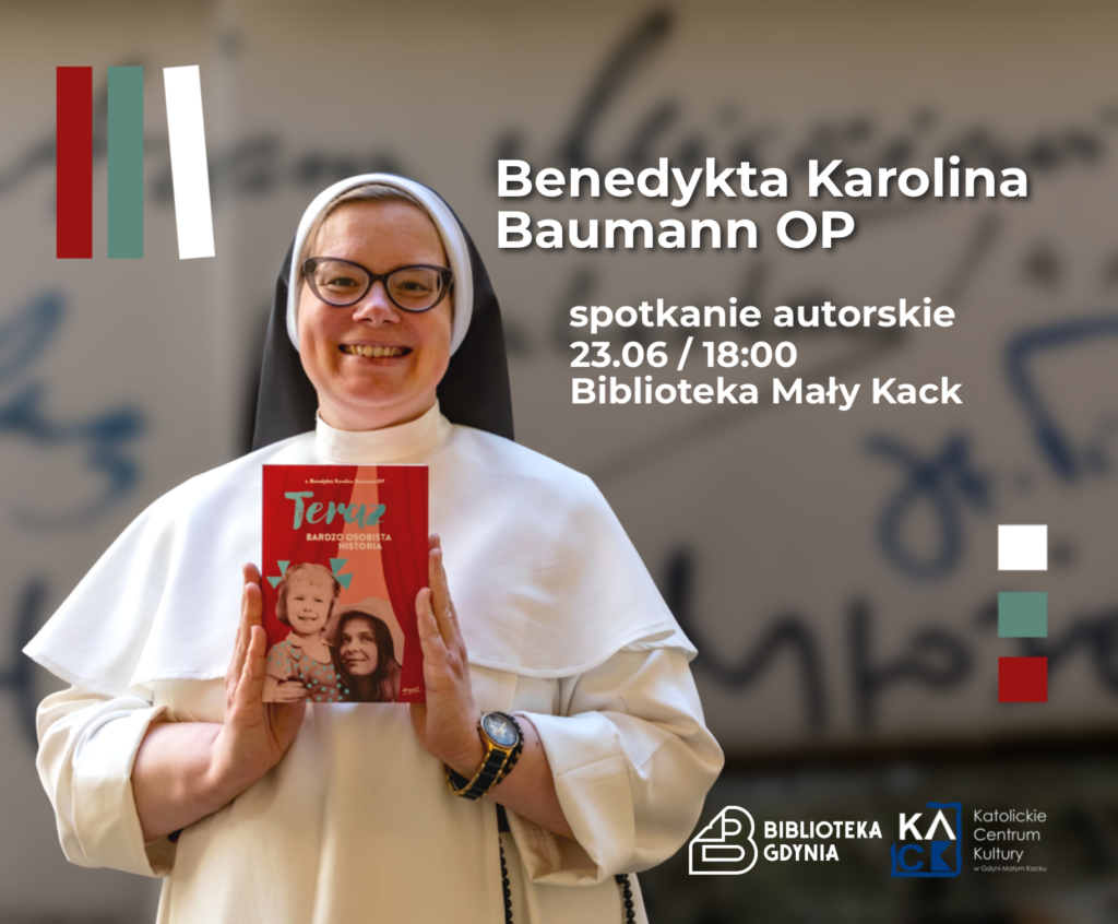 Zdjęcie przedstawia Benedyktę Karolinę Baumann trzymającą swoją książkę pod tytułem "Teraz"