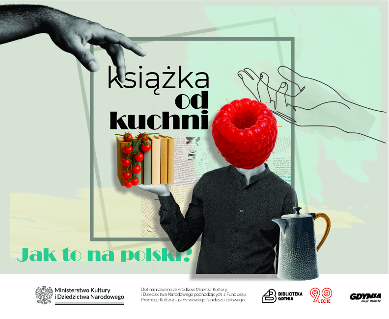 Abstrakcyjna grafika reklamująca spotkanie z tłumaczkami w ramach projektu Książka od kuchni
