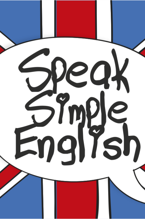 Flaga Wielkiej Brytanii z napisem "Speak Simple English"