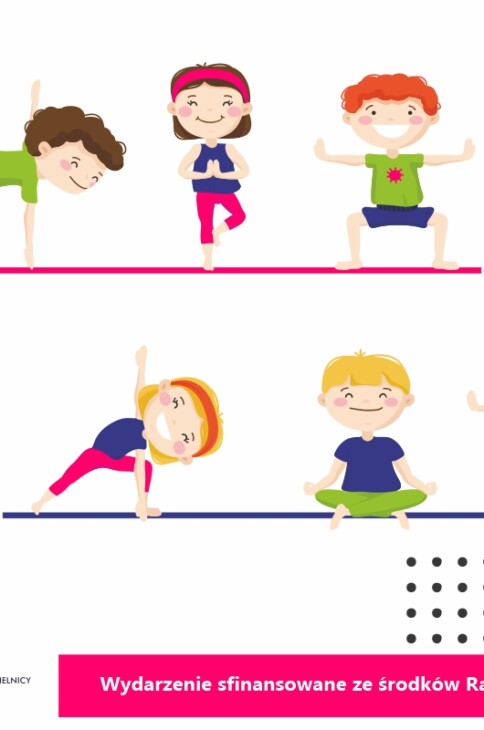 Rysunkowe dzieci w pozycjach jogowych