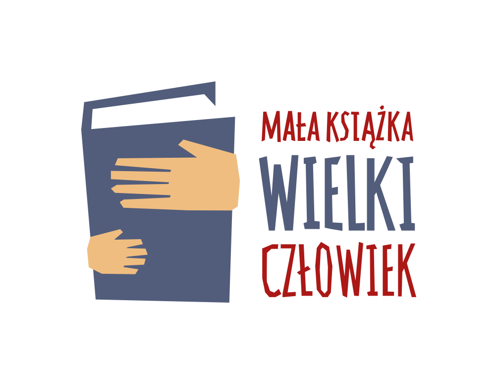 Logo akcji. Dwie dłonie trzymające niebieską książkę w twardej oprawie. Po prawej stronie widnieje duży napis z nazwą akcji.