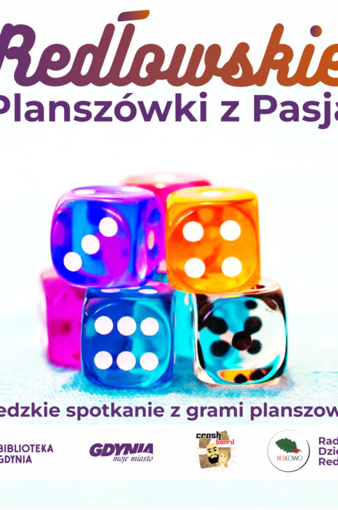 Jaskrawe kostki do gry k6, na grafice znajdują się też informacje dotyczące spotkania opisane w wydarzeniu