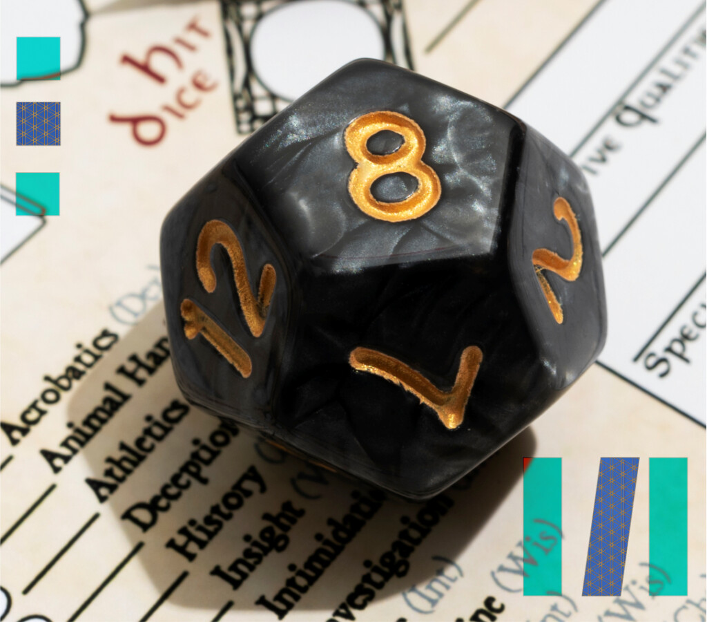 Czarna kostka do rozgrywek rpg na planszy