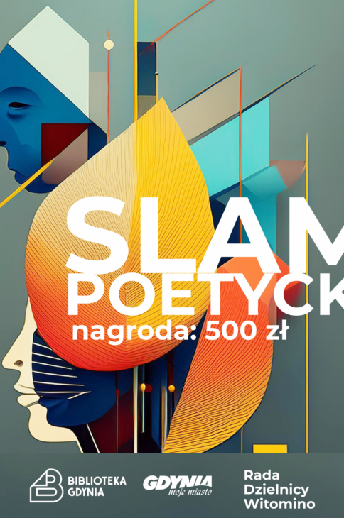 Abstrakcyjna grafika reklamująca slam poetycki