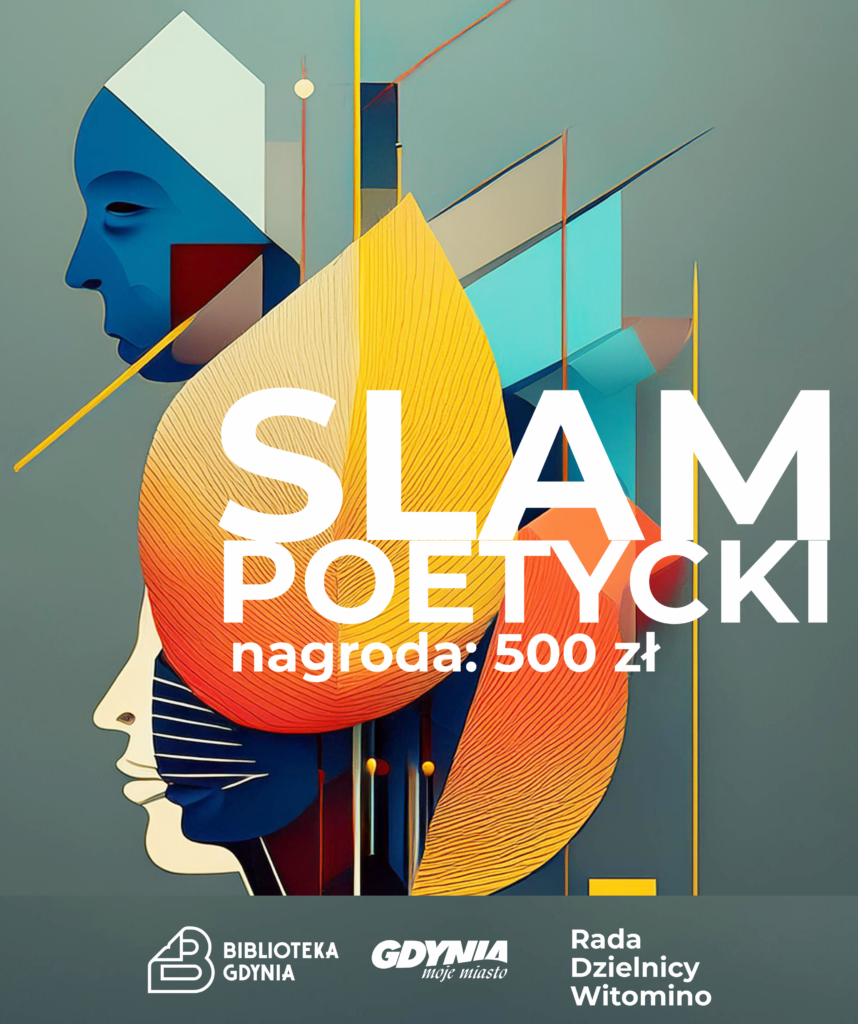 Abstrakcyjna grafika reklamująca slam poetycki
