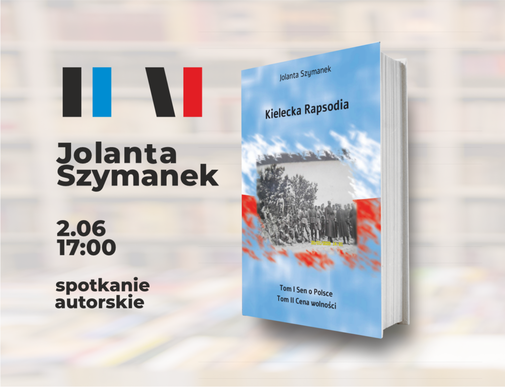 Okładka książki "Kielecka Rapsodia" z napisem informującym o spotkaniu autorskim