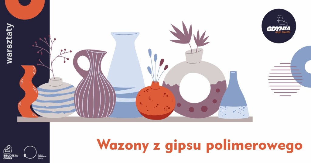 Różnegokształtu wazony, pod nimi tytuł warsztatu