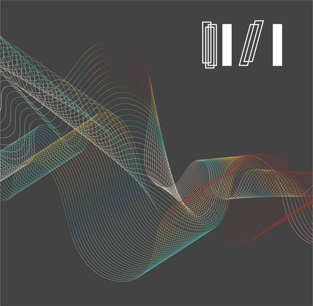 Abstrakcyjna grafika w ciemnych barwach.