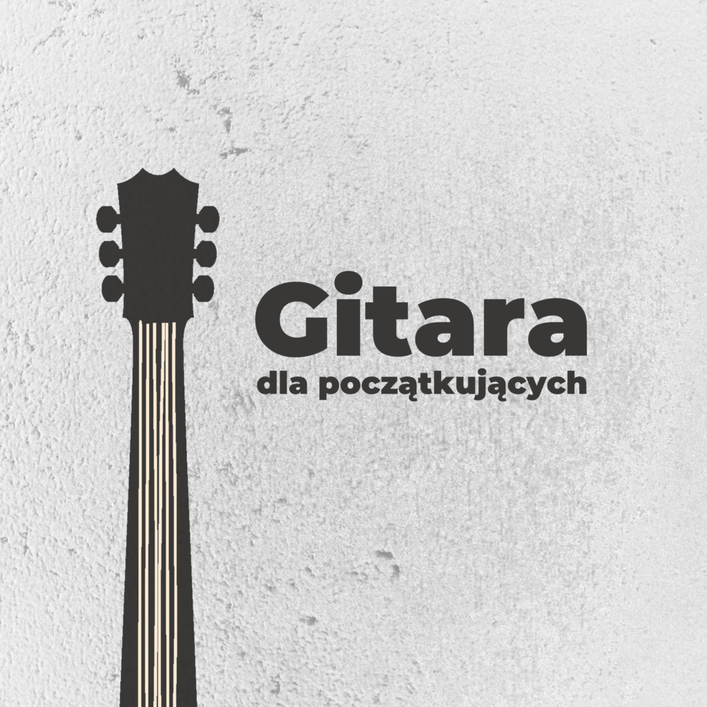 Czarno-biały gryf gitary, obok tytuł wydarzenia.