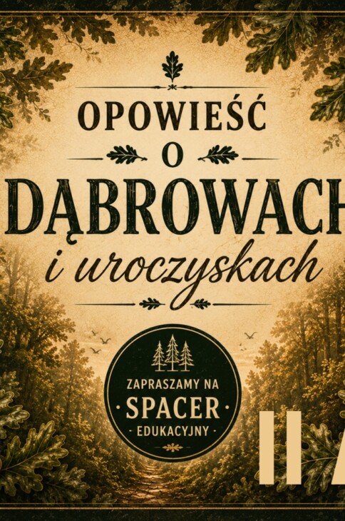 Ilustracja reklamująca wydarzenie Opowieść o Dąbrowach i uroczyskach