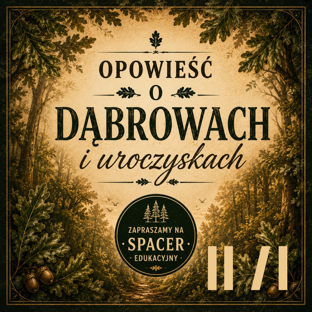 Ilustracja reklamująca wydarzenie Opowieść o Dąbrowach i uroczyskach