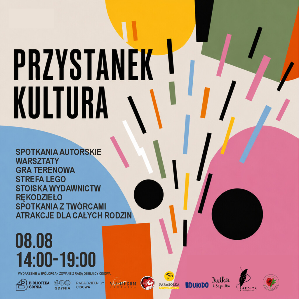 Grafika reklamująca Przystanek Kultura w Bibliotece Cisowa