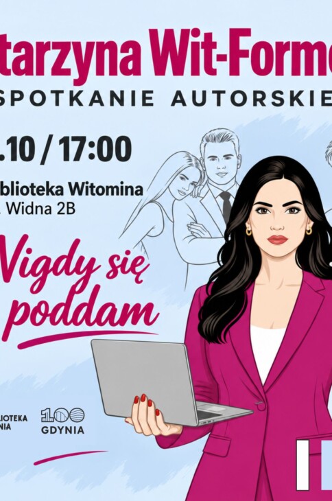 Grafika z zaproszeniem na spotkanie autorskie z Katarzyną Wit-Formelą.