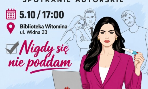 Grafika z zaproszeniem na spotkanie autorskie z Katarzyną Wit-Formelą.