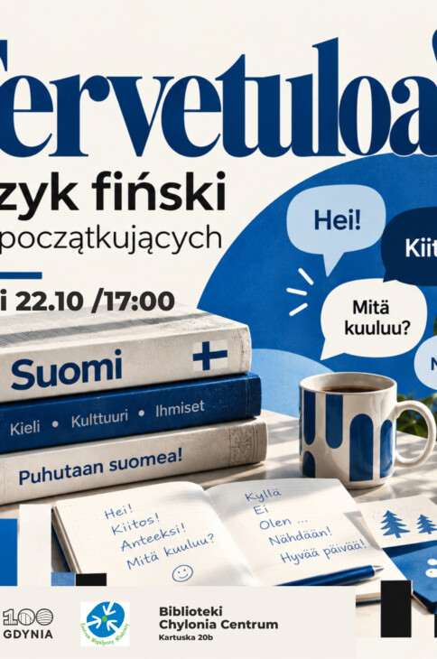 Książki po fińsku w białych i niebieskich kolorach